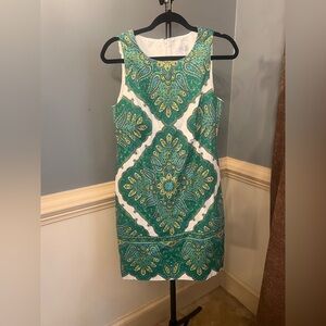 London Times Green and Yellow Paisley Mini Dress Classic size 10